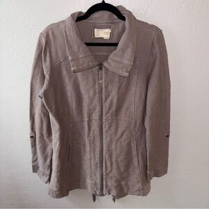 Anthropologie Taupe lightweight spring utility vibe Jacket w drawstring oversize